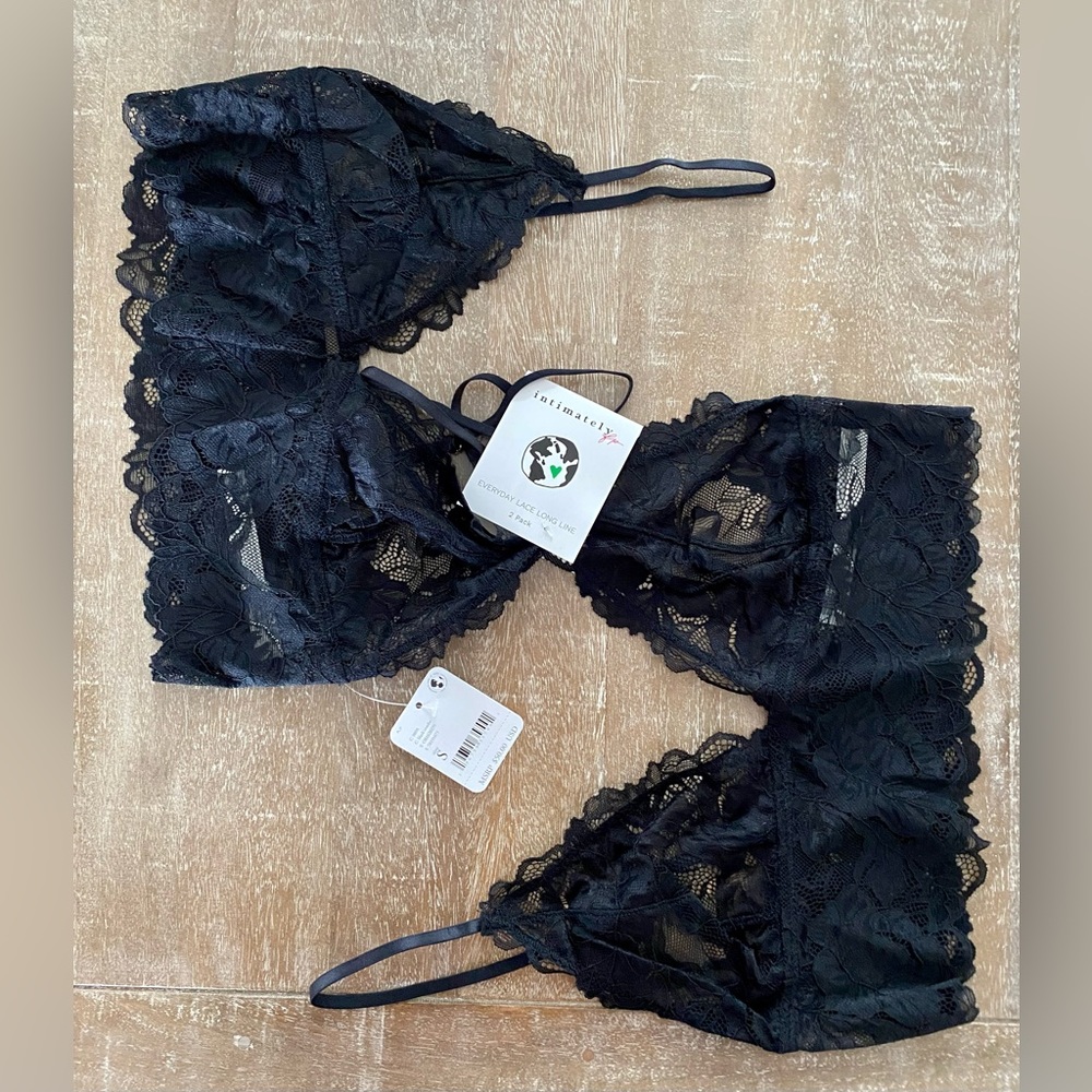 Free people intimately FP Everyday Lace Longline Bralette, 2-pack BLACK Size S